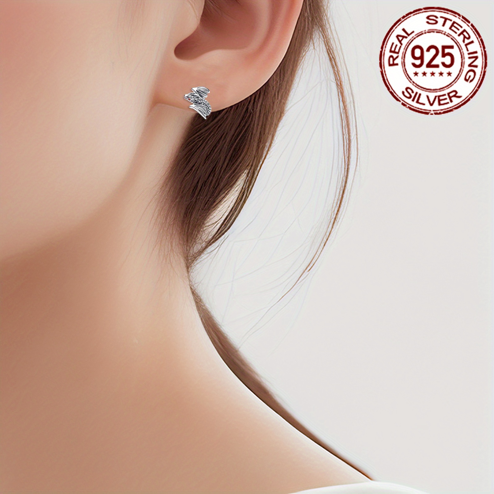 925 Sterling Silver Little Flying Dragon Earrings